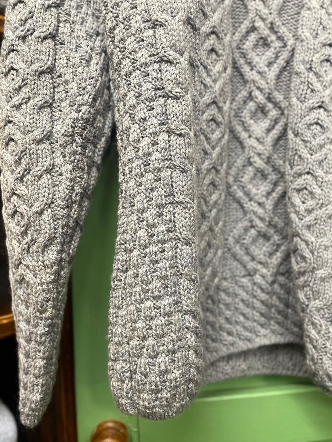 Aran Sweater Raglan Sleeve - Ocean Grey