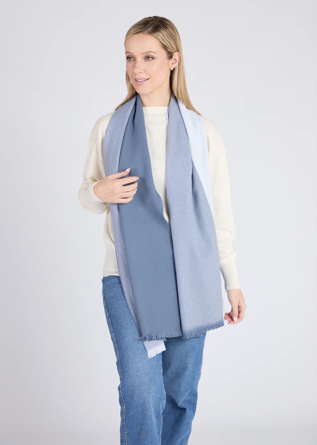 Foxford Denim 4 Block Extra Fine Merino Scarf 4415c3