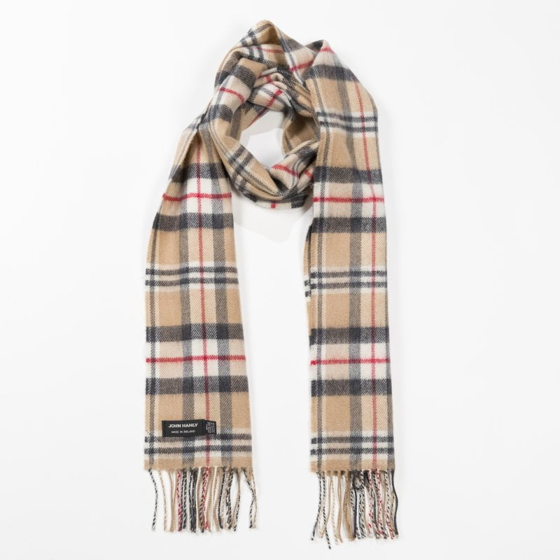 Merino Luxury Wool Scarf Classic Camel Tartan