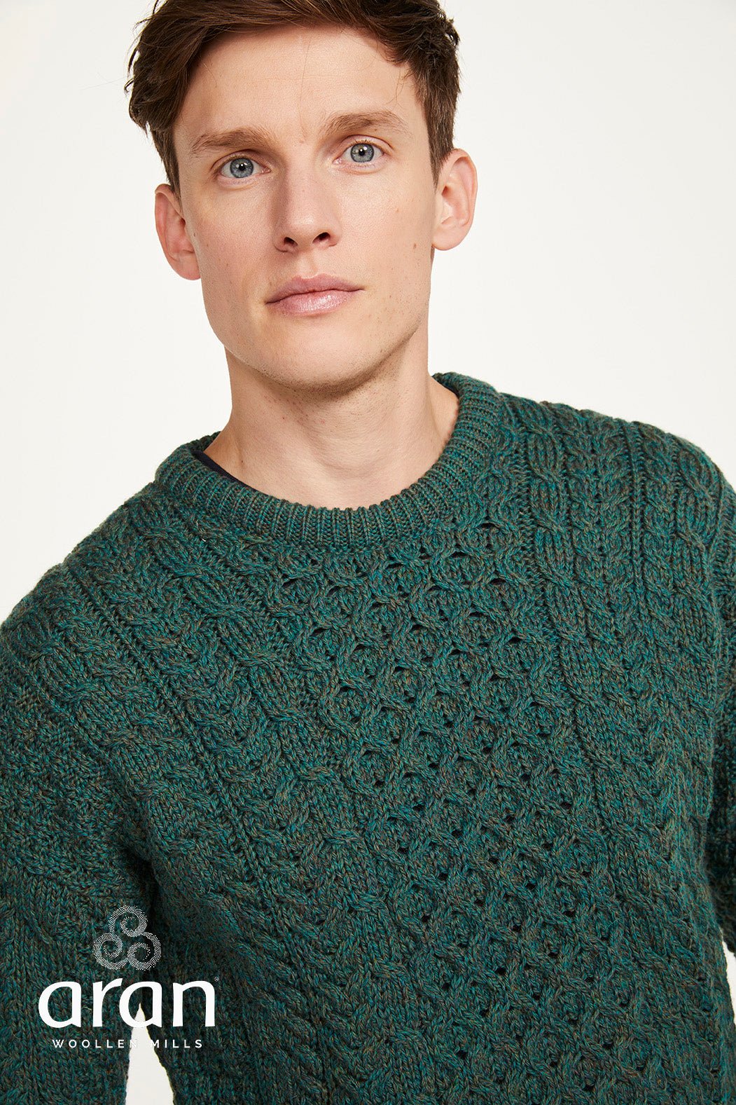 Unisex Merino Wool Aran Sweater - Connemara Green