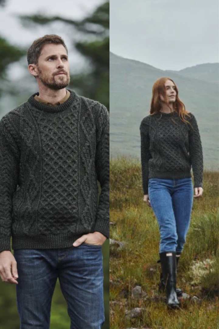 Aran Sweater - Unisex - Moss Green