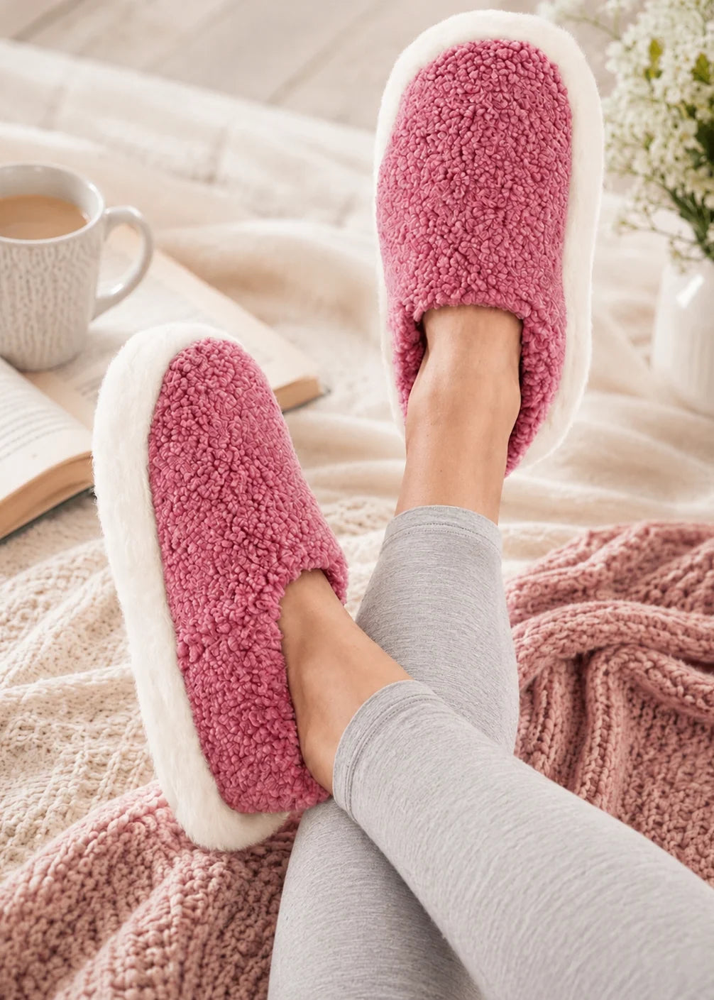 Merino Wool Slippers (Unisex.) Pink