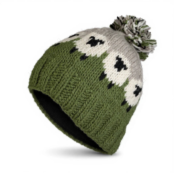 Bobble Beanie with Sheep Design