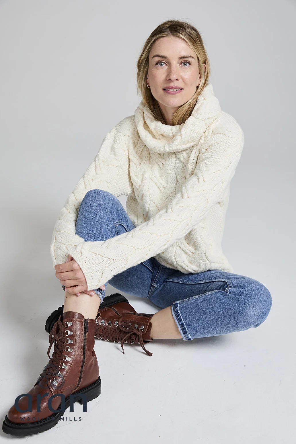 Merino Wool Chunky Cable Cowl Sweater