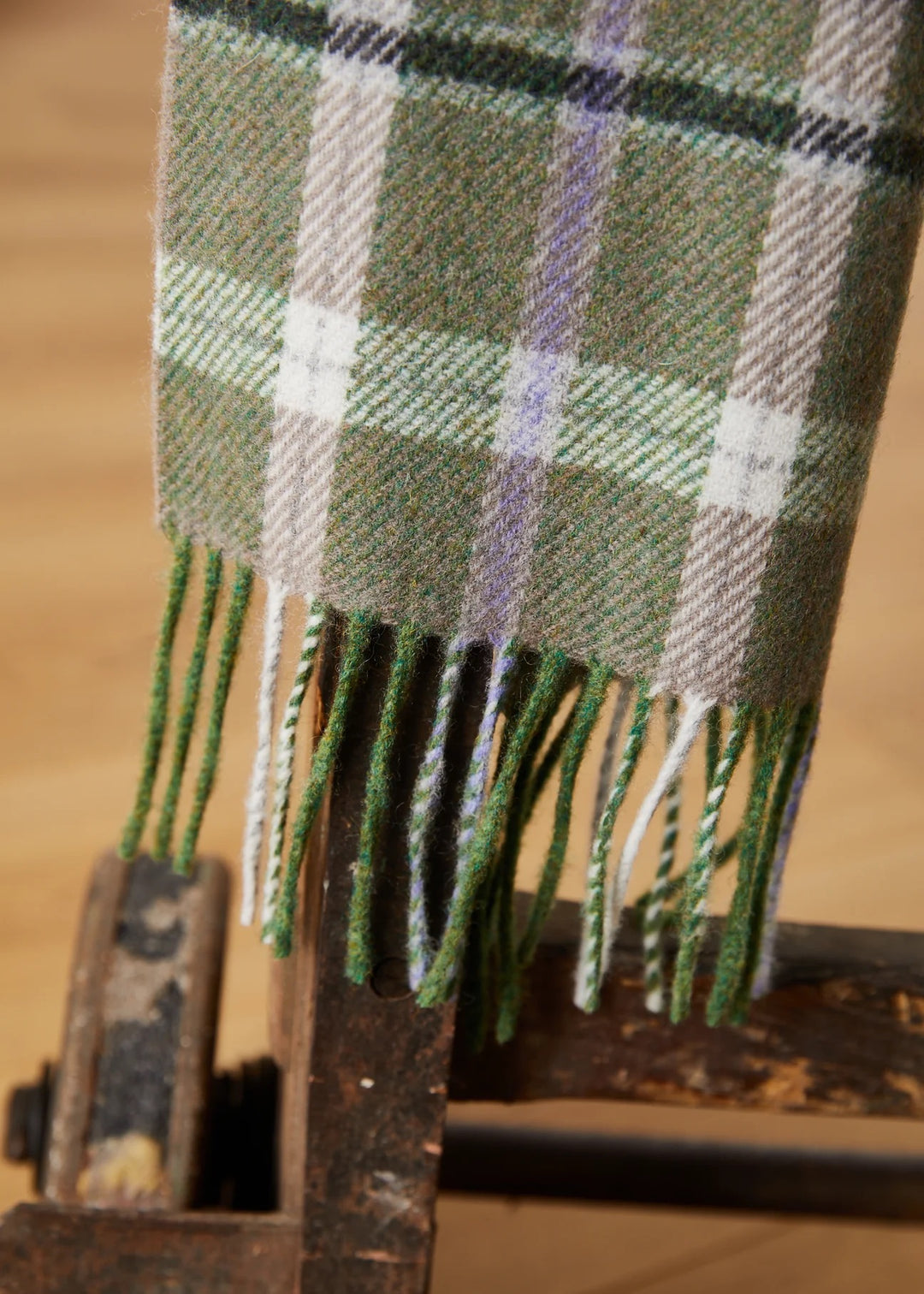 Foxford Green and Mink Lambswool Scarf 4392 C3