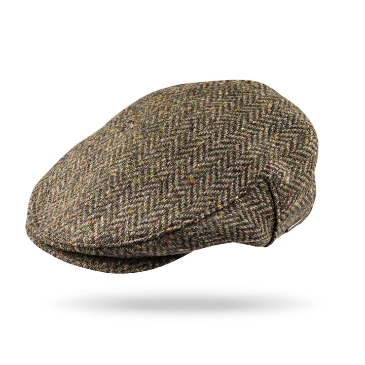 Irish Tweed Cap Brown Green Donegal Herringbone