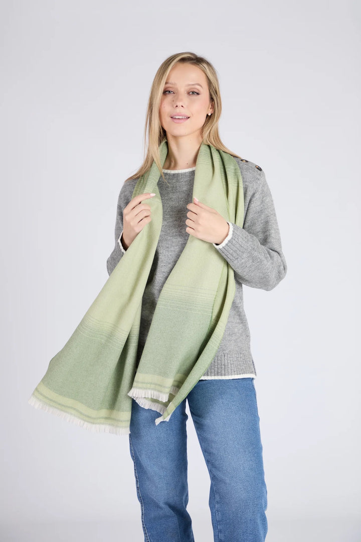 Foxford Traditional Blanket Green Extra Fine Merino Scarf. 4412b2