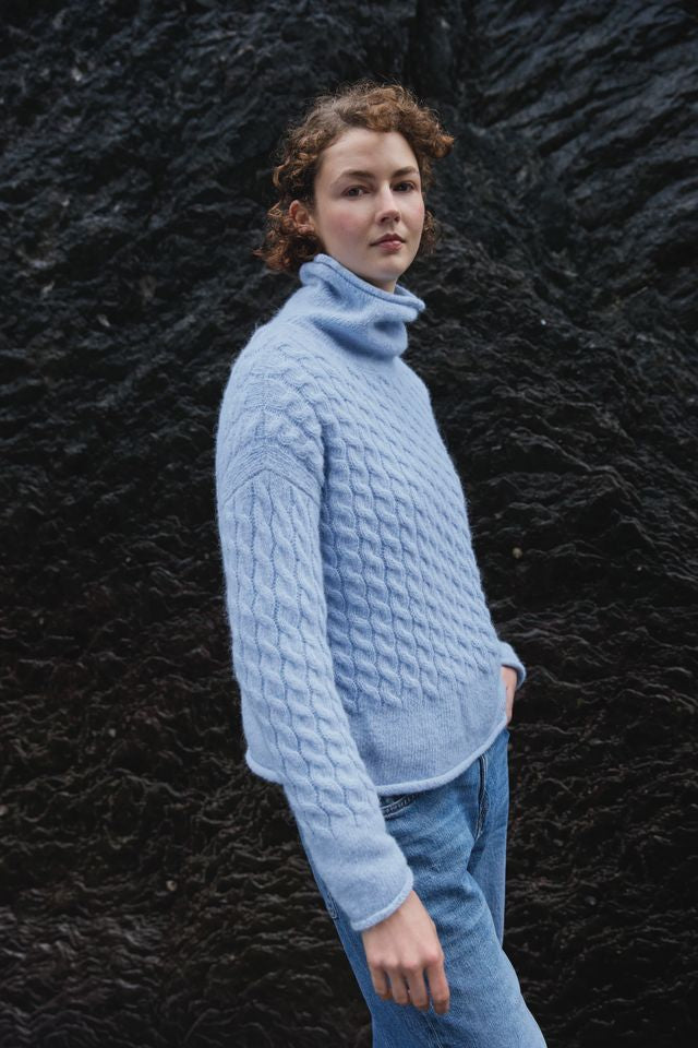 Alpaca Cabled Funnel Neck Sweater