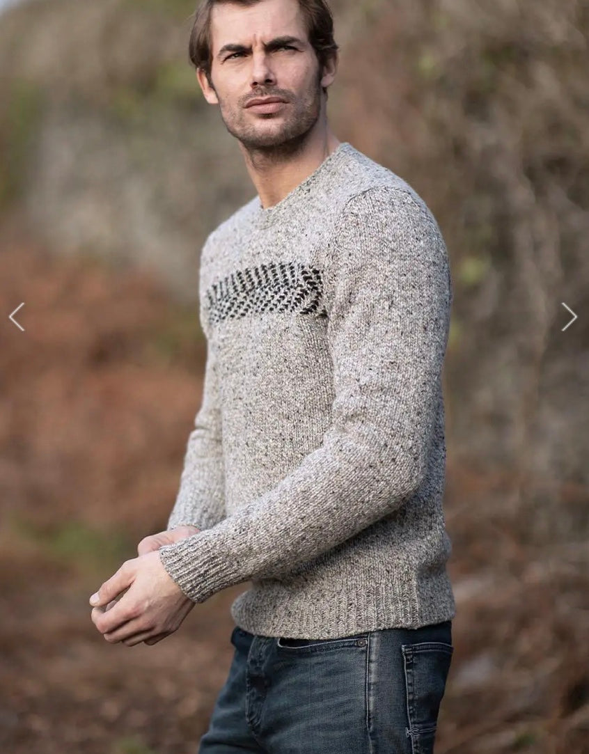 Crew Neck Sweater with Chest Detail