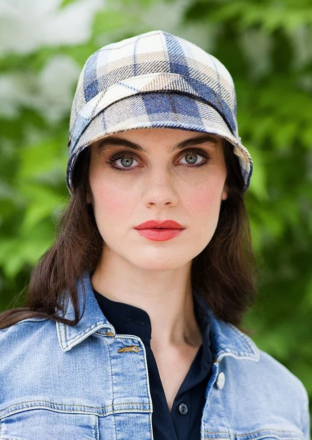 Mucros flapper hat - Blue Check