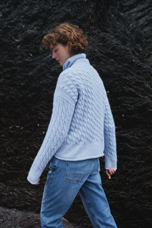 Alpaca Cabled Funnel Neck Sweater