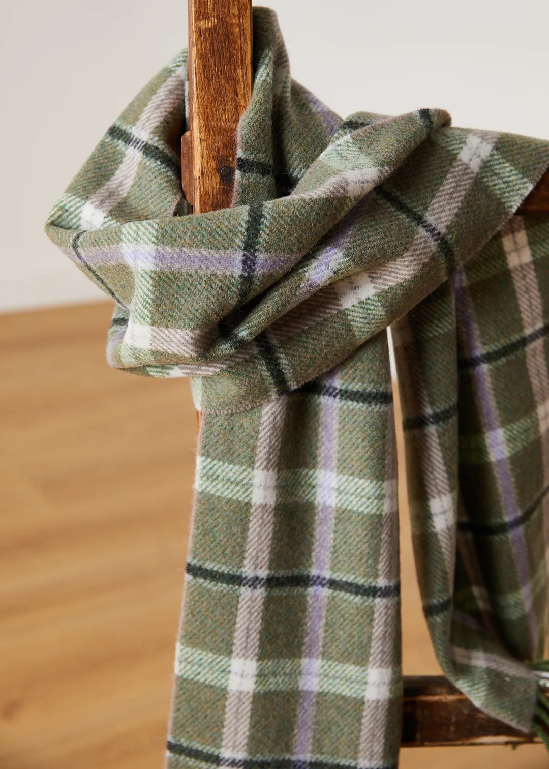 Foxford Green and Mink Lambswool Scarf 4392 C3