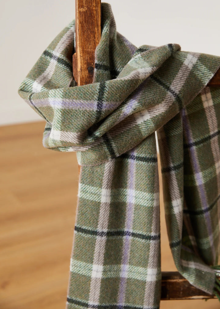 Foxford Green and Mink Lambswool Scarf 4392 C3