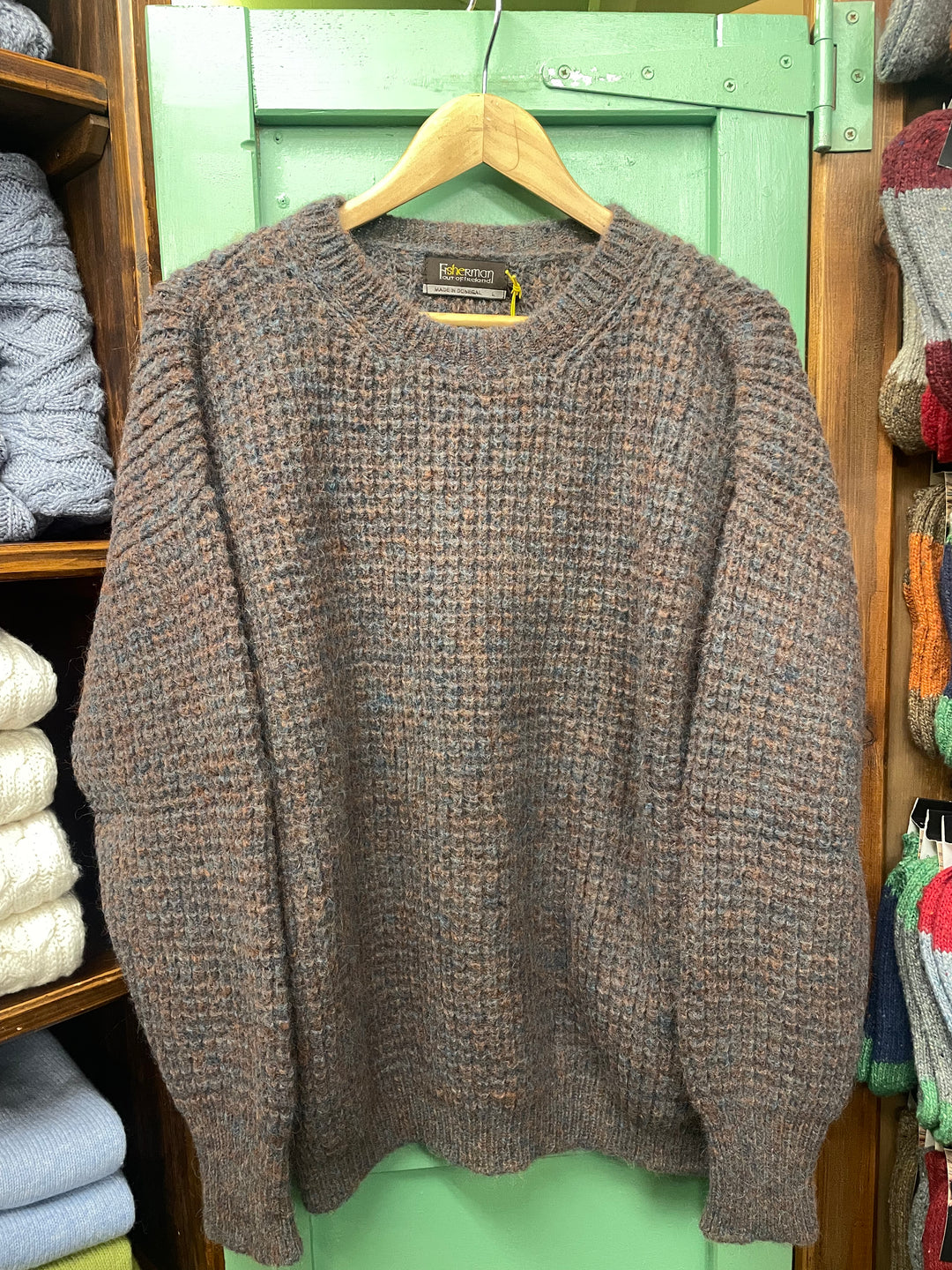 Fisherman Out Of Ireland Waffle Stitch Sweater - Copper Ink