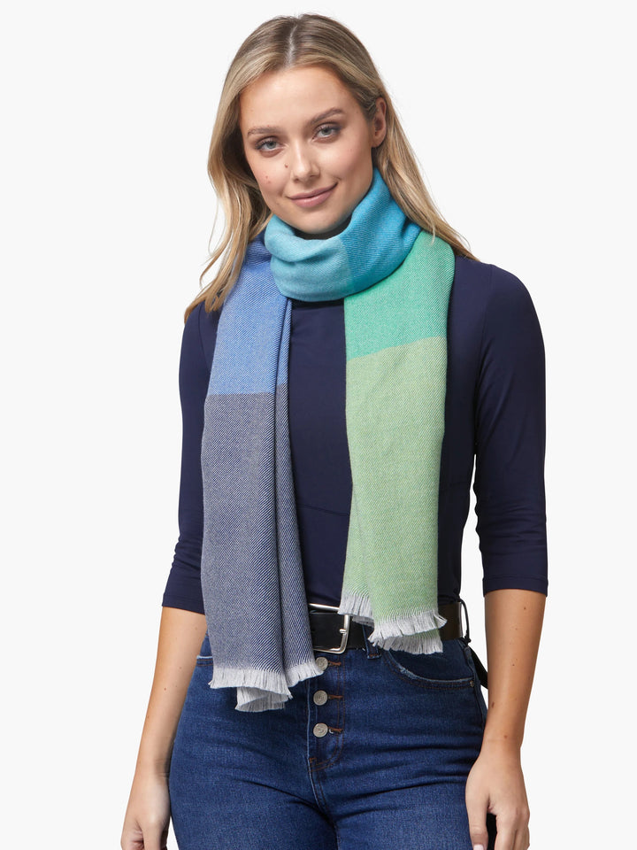Foxford Green and Blue Extra Fine Merino Scarf 4387b2
