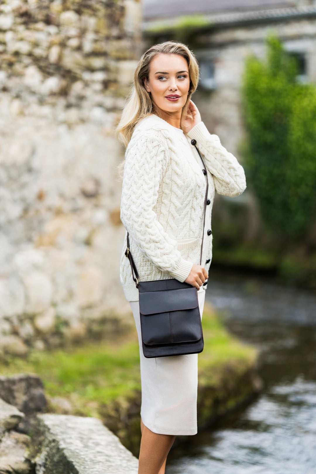 Navy Sling Bag - Luxury Irish Soft Leather
