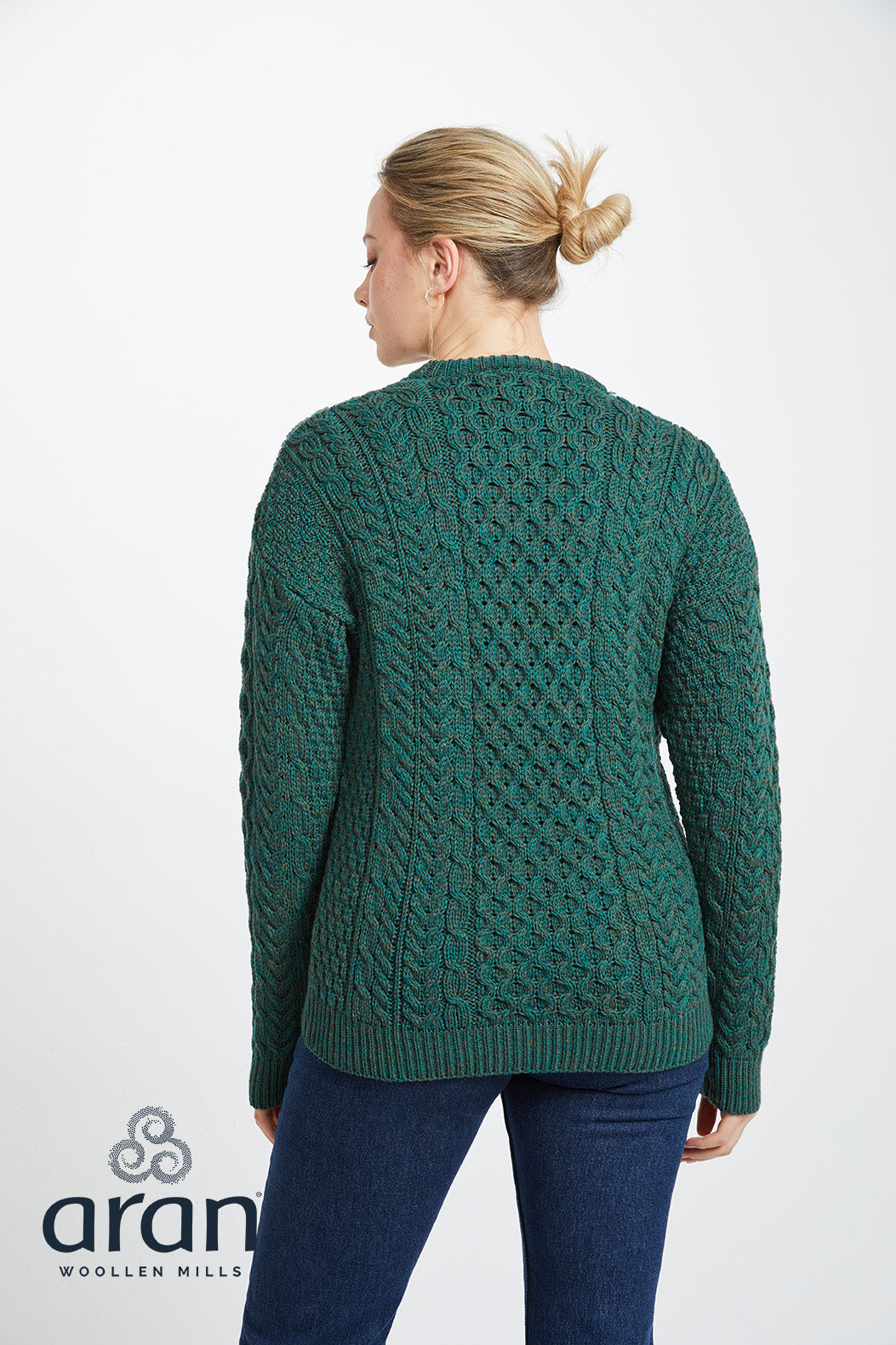 Unisex Merino Wool Aran Sweater - Connemara Green