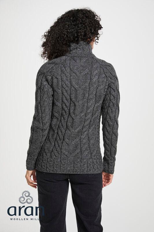 Relaxed Aran Zippered Cardigan