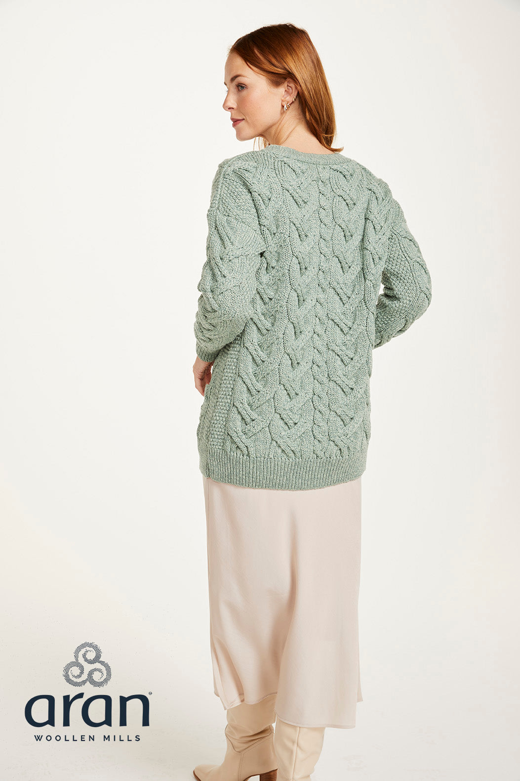 V- Neck Cable Aran Cardigan