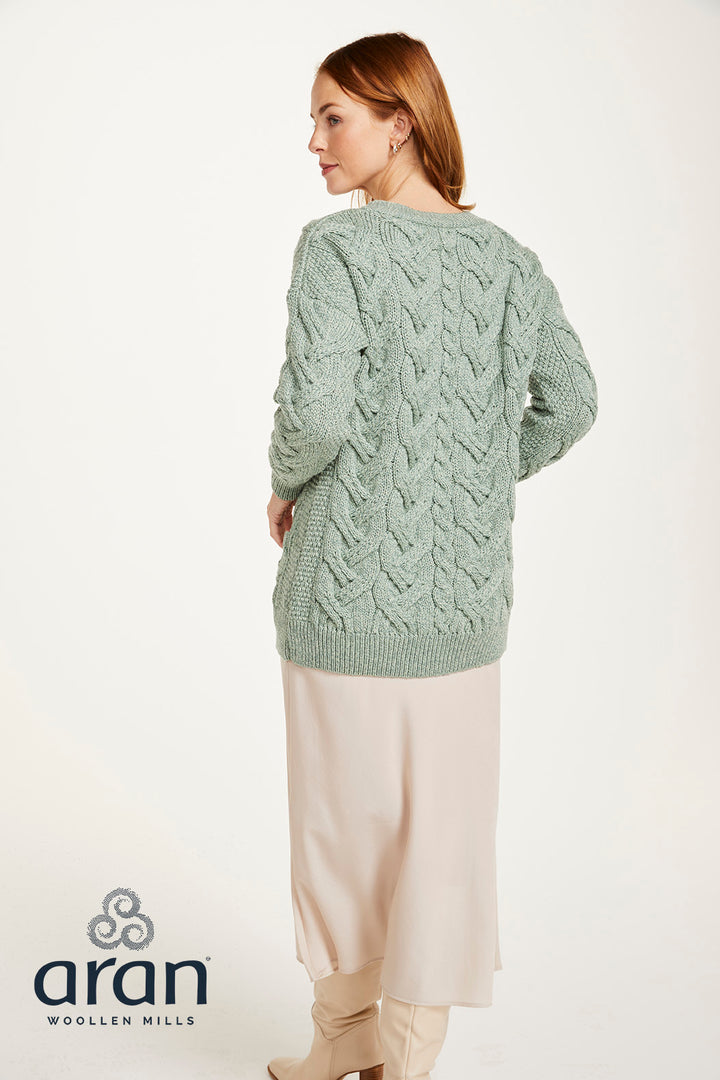 V- Neck Cable Aran Cardigan