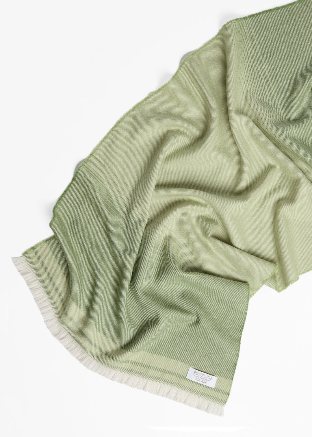 Foxford Traditional Blanket Green Extra Fine Merino Scarf. 4412b2