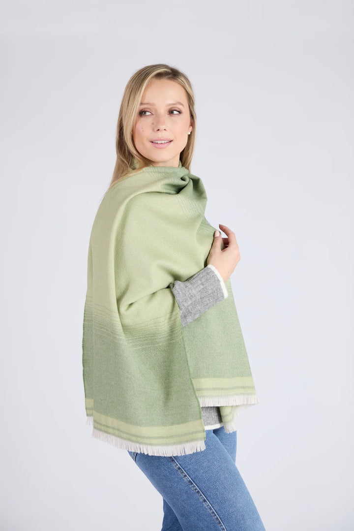 Foxford Traditional Blanket Green Extra Fine Merino Scarf. 4412b2