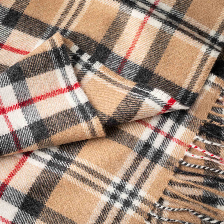 Merino Luxury Wool Scarf Classic Camel Tartan