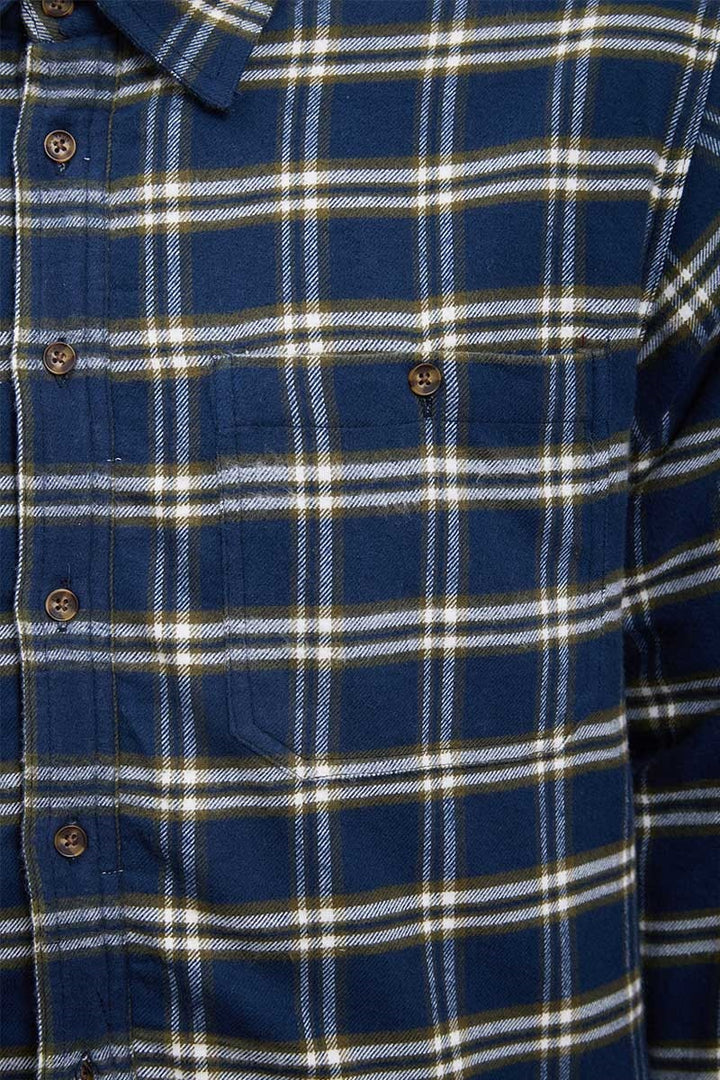 Fleeced Lined Unisex Flannel Shirt –Navy Green Check