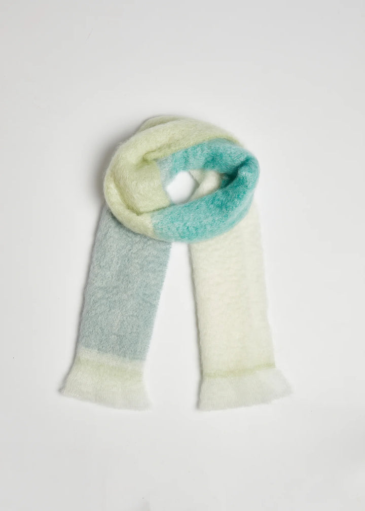 Foxford Green and Lime Stripe Mohair Scarf