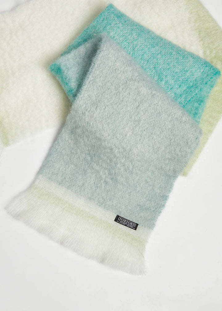 Foxford Green and Lime Stripe Mohair Scarf