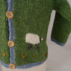 Children’s Handmade Sheep Cardigan – Green