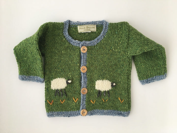 Children’s Handmade Sheep Cardigan – Green