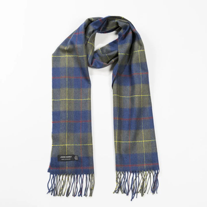 Merino Luxury Wool Scarf Loden Indigo Plaid