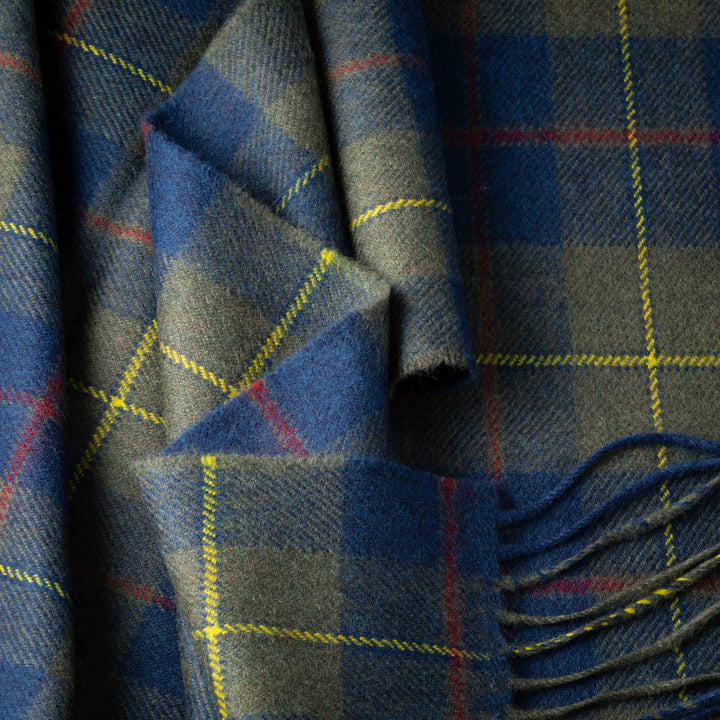 Merino Luxury Wool Scarf Loden Indigo Plaid