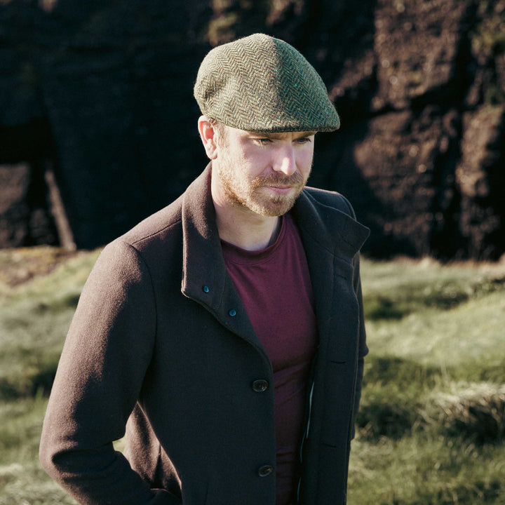 John Hanly  Sports Cap Moss Green Donegal Herringbone