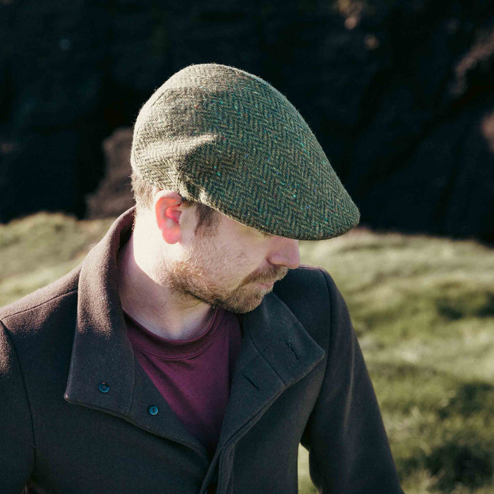 John Hanly  Sports Cap Moss Green Donegal Herringbone