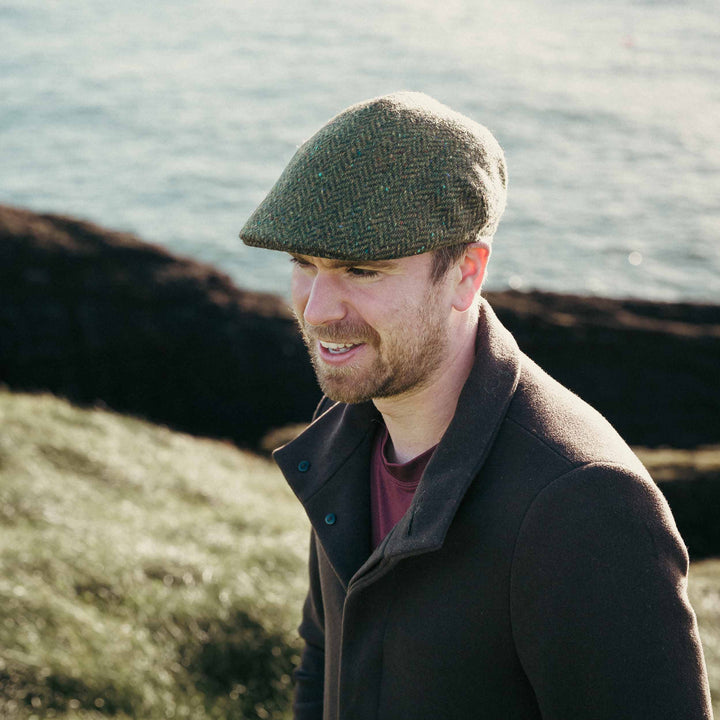 John Hanly  Sports Cap Moss Green Donegal Herringbone