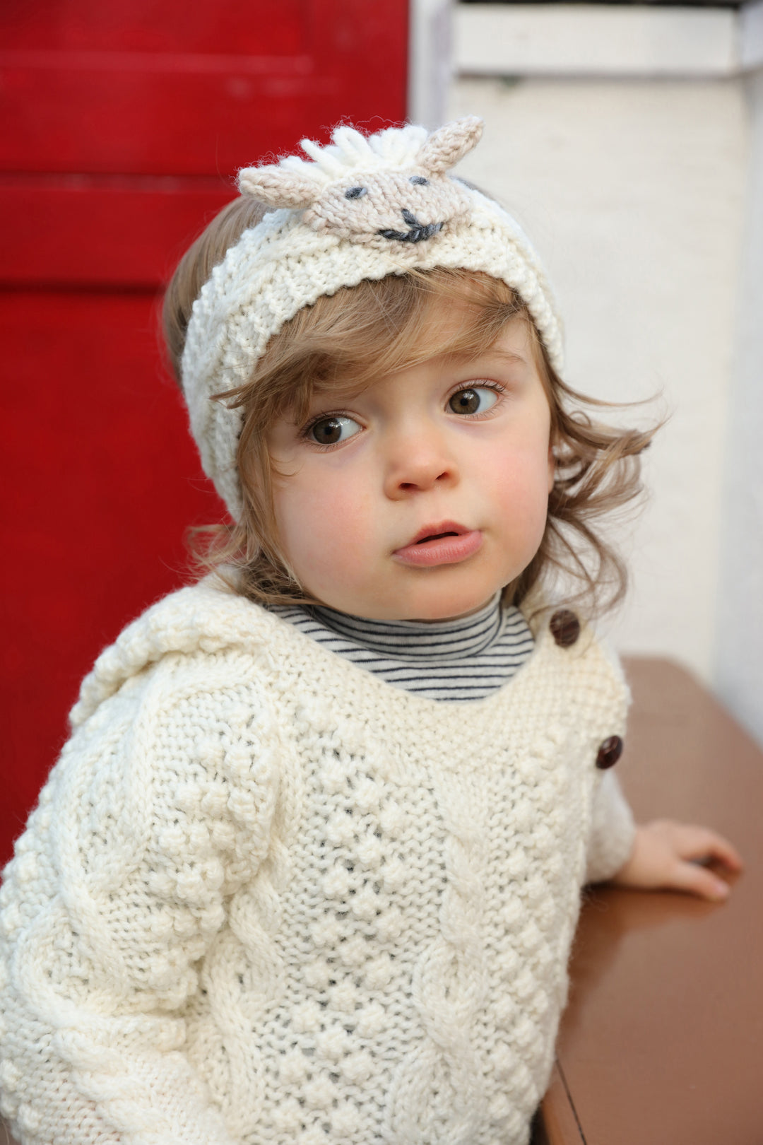 Hand knit Baby Sheep Headband