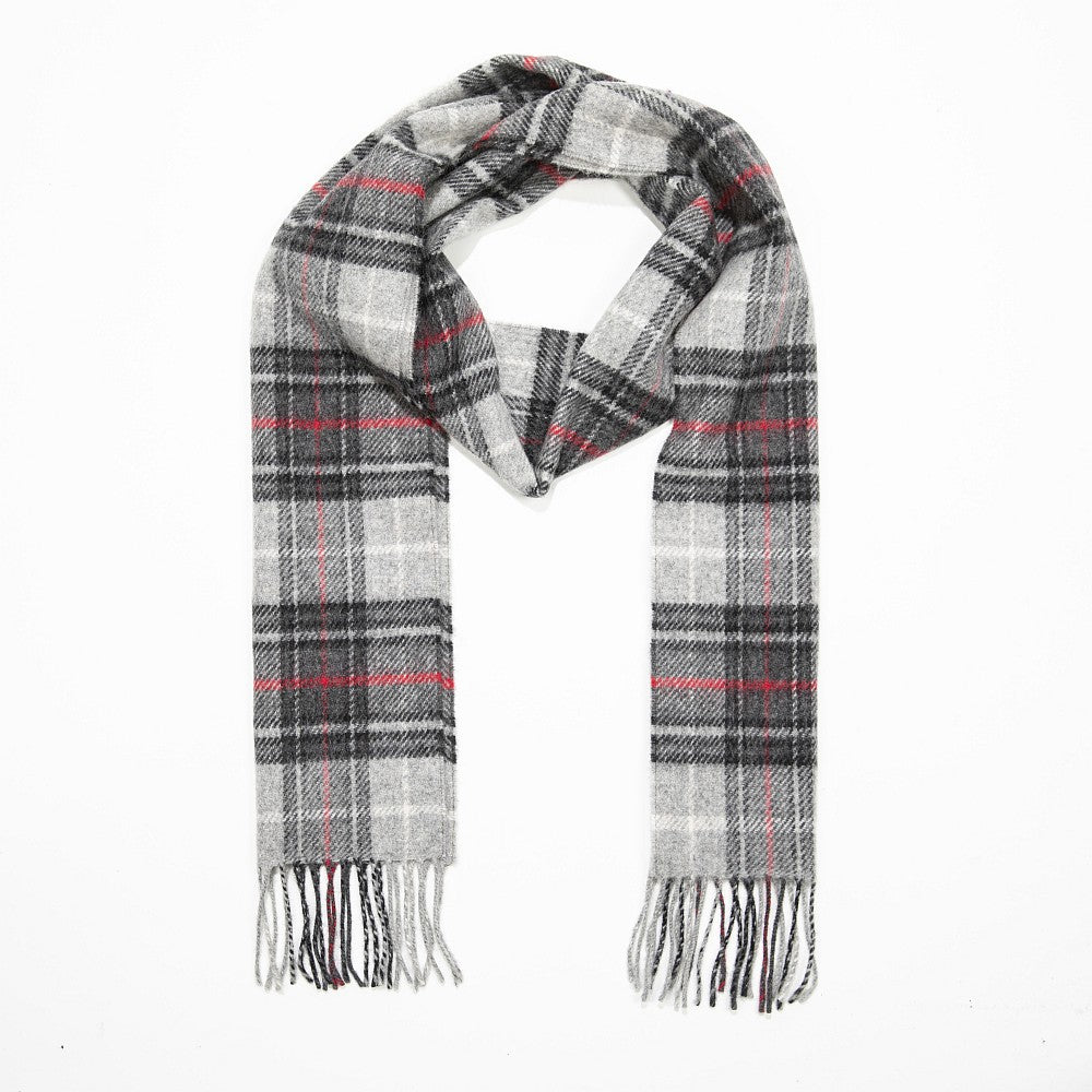 Lambswool Scarf Long Black Grey Red Check – Long Length