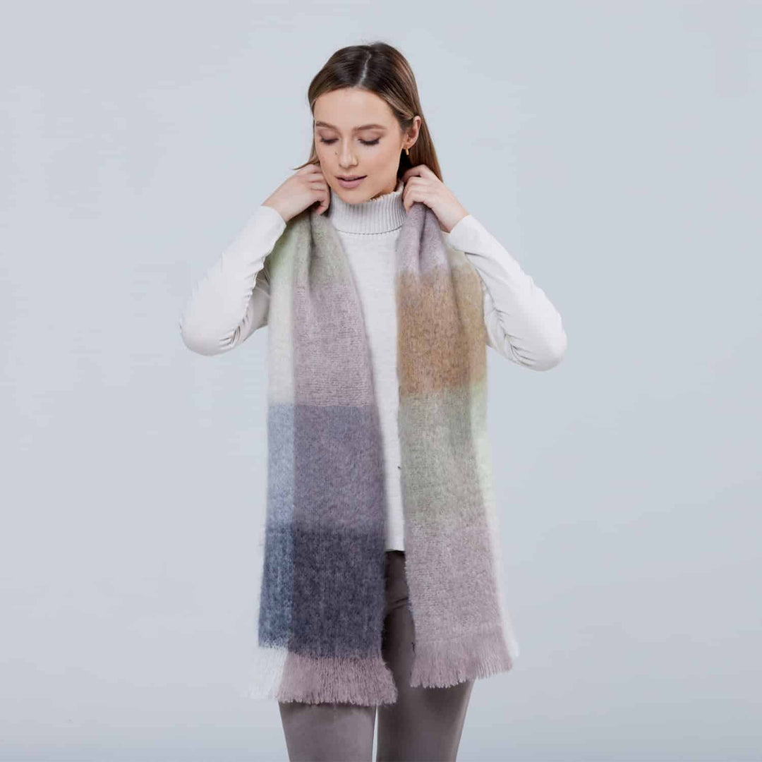 Foxford Mink and White Mohair Scarf